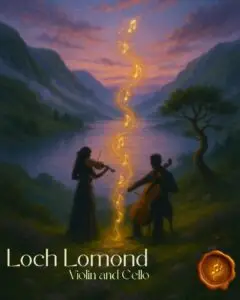 Violinist and Cellist playing Loch Lomond at a Scottish Lake