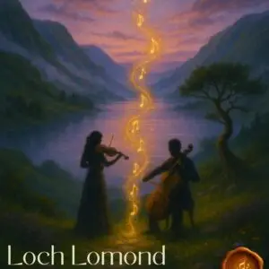 Violinist and Cellist playing Loch Lomond at a Scottish Lake