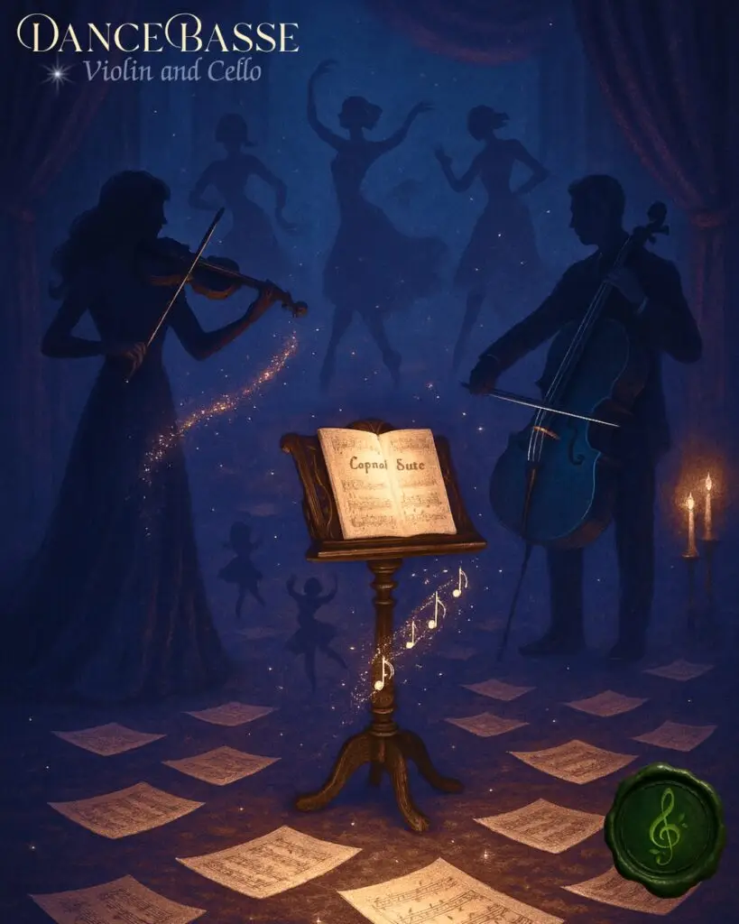 Cover Image of Warlock's Danse Basse from his Capriol Suite for Violin and cello duet Sheet Music