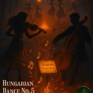 Cover Image of Brahms' Hungarian Dance no. 5 for violin and cello duet sheet music