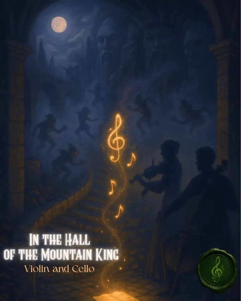 Cover Image of Grieg's In The Hall of The Mountain King Violin and Cello Duet Sheet Music
