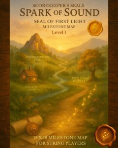 The Milestone Map - Scorekeeper's Seal Practice Progress System for Violin, Viola, and Cello - Seal of First Light: Spark of Sound *PREORDER*