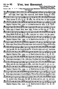 Image of O Come, O come, Emmanuel from an 1856 hymn book.