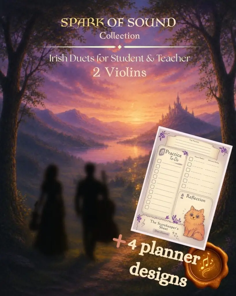 cover image for irish violin duets plus planner sheets bundle